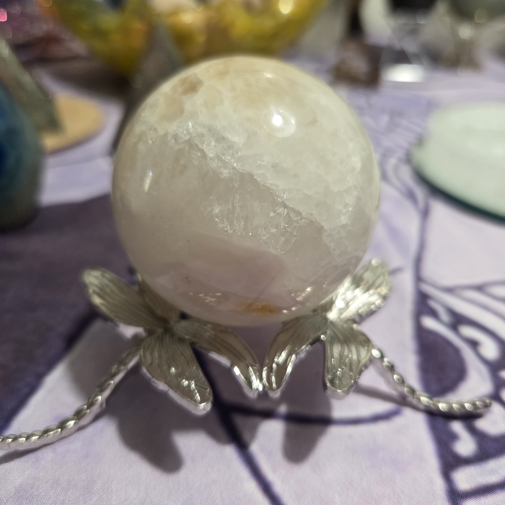 Quartz & Pink Amethyst Druzy Sphere